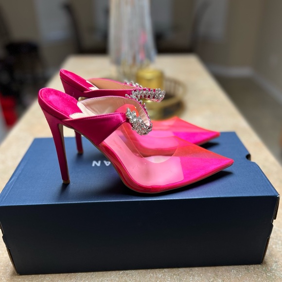 Pink Crystal Transparent Mule - Picture 1 of 7